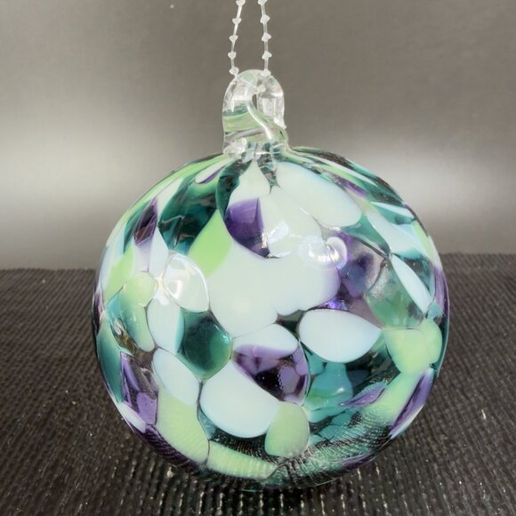 Hand Blown Studio Art Glass Orb Ornament Friendship Ball Witch Ball Multicolored - Picture 11 of 12